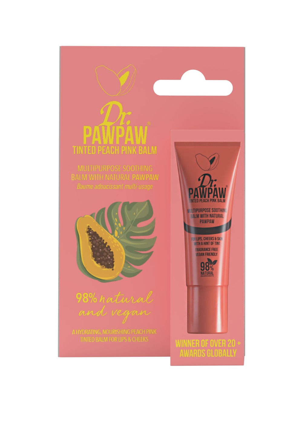 Dr. Pawpaw Viacúčelový tónovaný balzam Peach Pink (Multipurpose Soothing Balm) 10 ml
