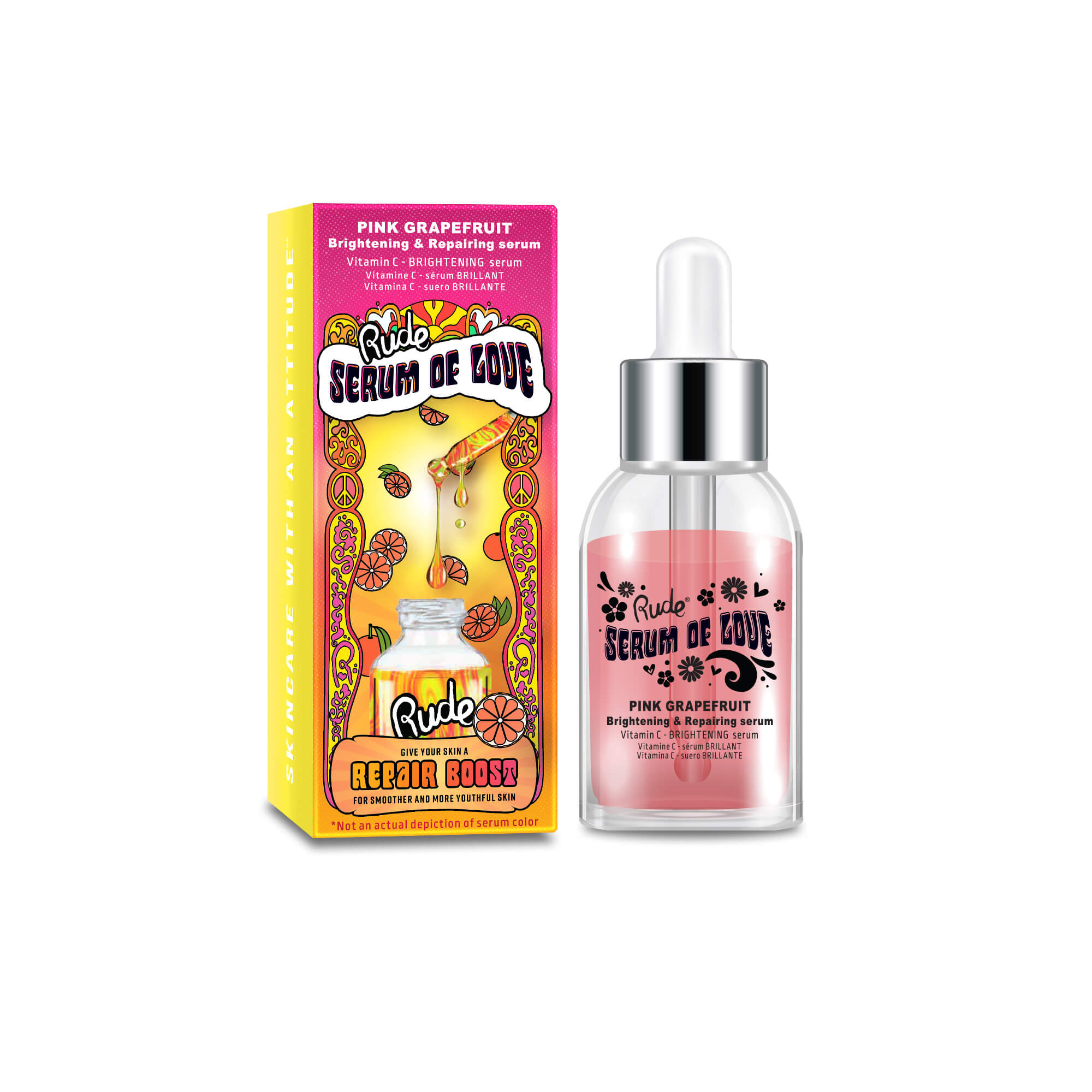 RUDE® Cosmetics Hydratační pleťové sérum Serum of Love Pink Grapefruit (Brightening & Repairing Serum) 30 ml