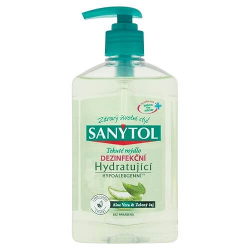 Sanytol Hydratující dezinfekční mýdlo Aloe Vera & Zelený čaj 250 ml
