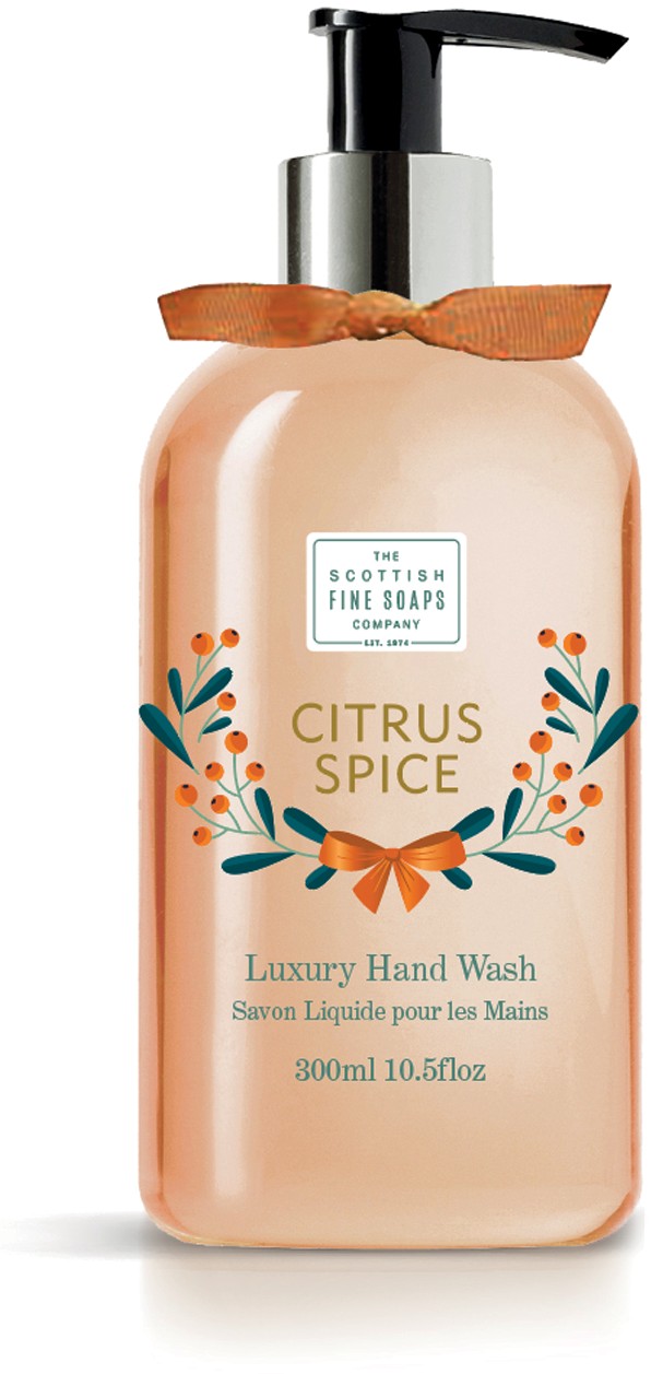 Scottish Fine Soaps Hand Wash 300ml Pump with Bow citrus spice