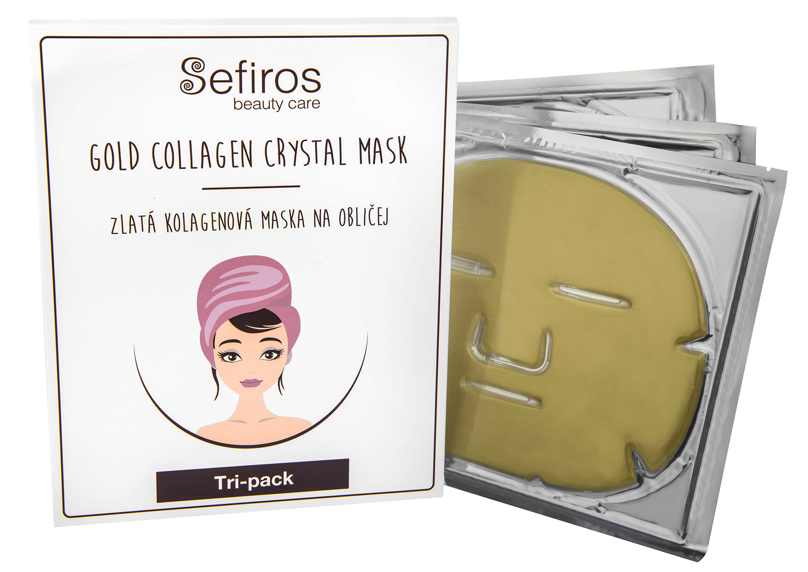 Sefiross Zlatá kolagenová maska na obličej (Gold Collagen Crystal Mask) 3 ks