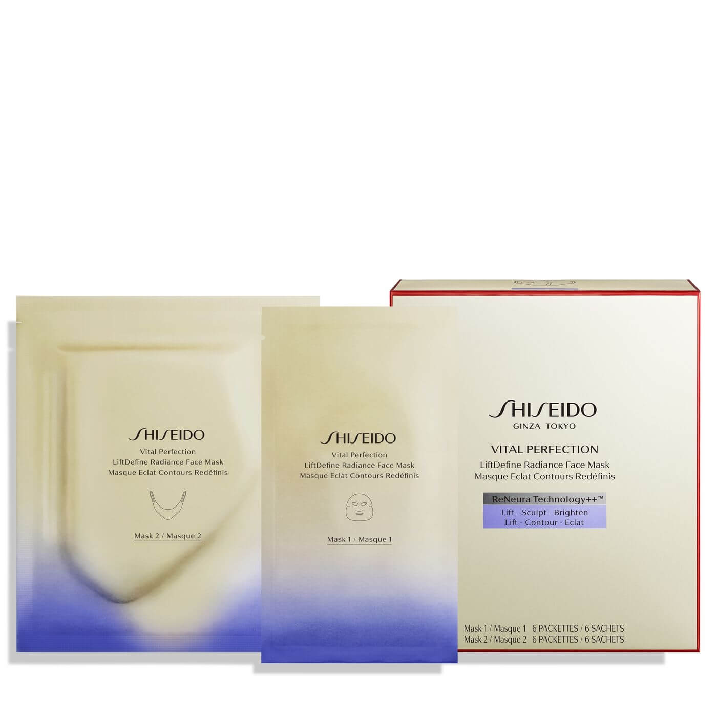 Shiseido Spevňujúca plátienková maska Vital Perfection LiftDefine Radiance (Face Mask) 2 x 6 ks