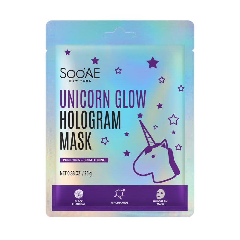 SOO`AE Čisticí a rozjasňující plátýnková maska Unicorn Glow (Hologram Mask) 25 g