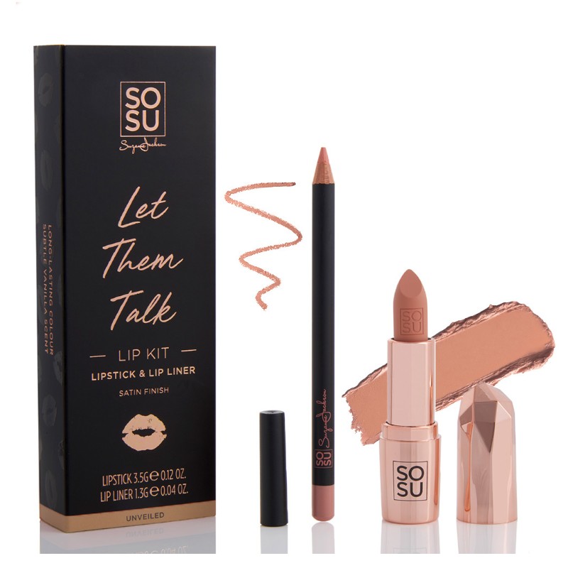 SOSU Cosmetics Sada na rty se rtěnkou a konturovací tužkou Let Them Talk Unveiled (Lip Kit)