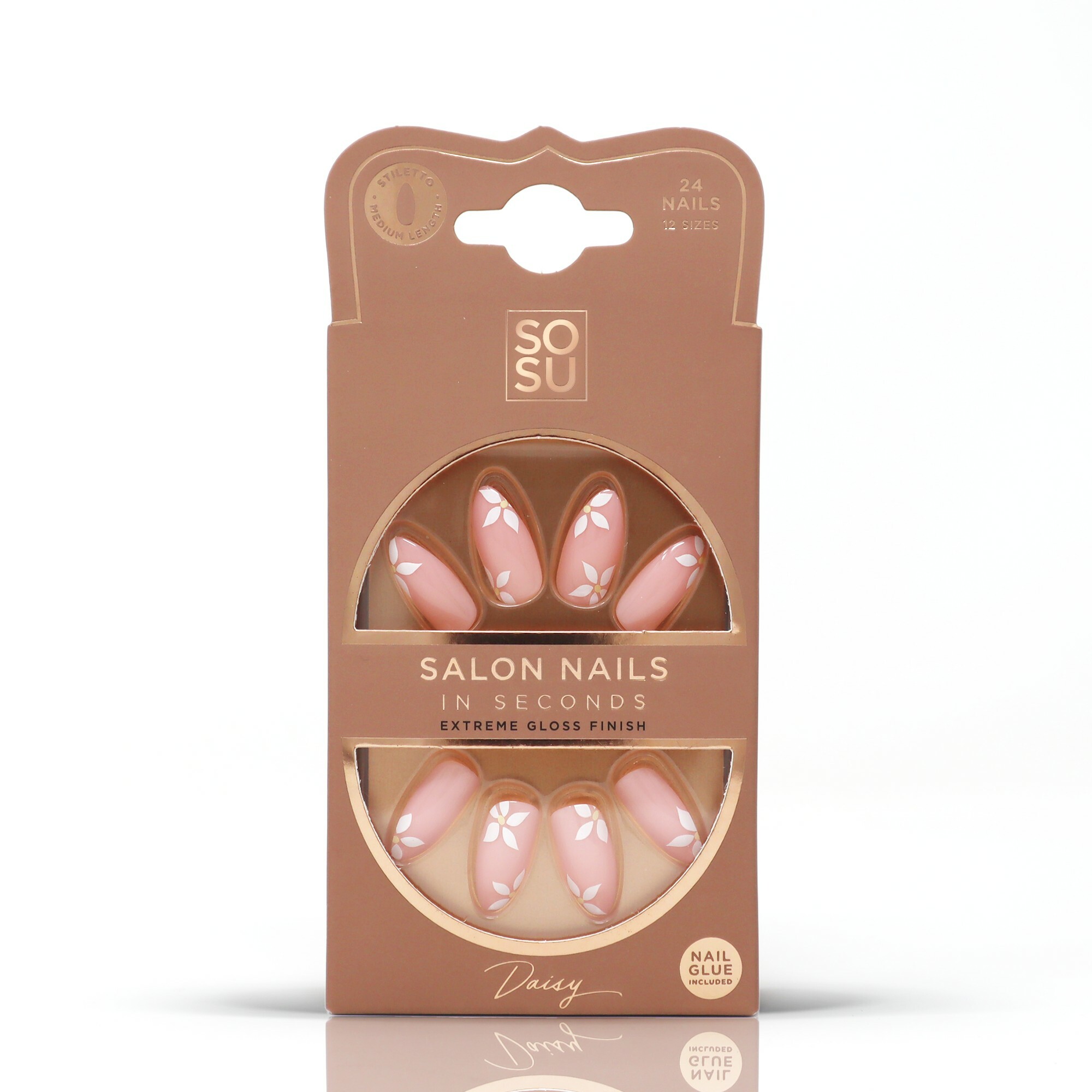 Levně SOSU Cosmetics Umělé nehty Daisy (Salon Nails) 24 ks