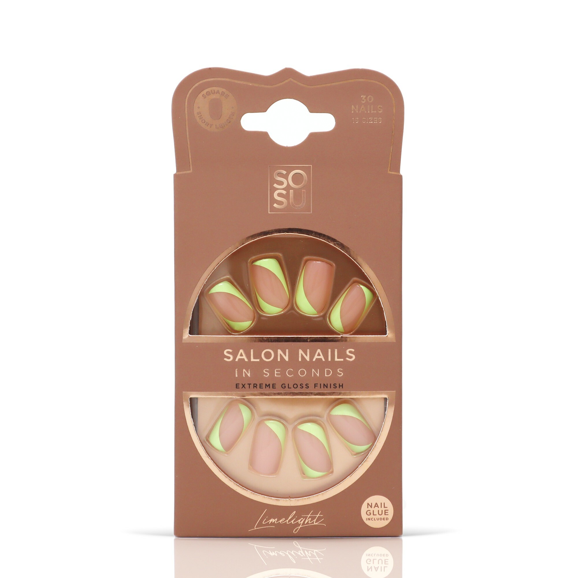 SOSU Cosmetics Umělé nehty Limelight (Salon Nails) 30 ks