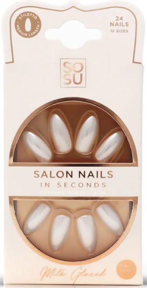 Levně SOSU Cosmetics Umělé nehty Milk (Salon Nails) 24 ks