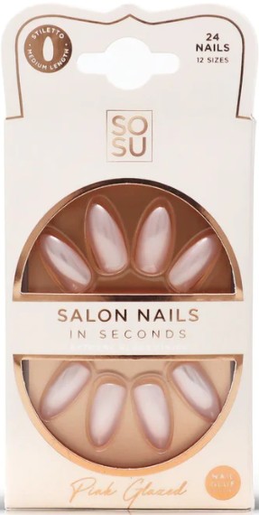 Levně SOSU Cosmetics Umělé nehty Pink (Salon Nails) 24 ks