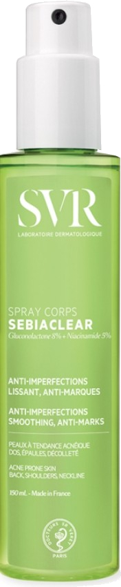 SVR Tělová mlha ve spreji pro problematickou pokožku Sebiaclear (Smoothing Anti-Imperfection Body Spray) 150 ml