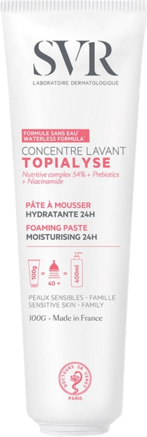 SVR Mycí pěnivá pasta pro citlivou a suchou pokožku Topialyse (Foaming Paste Moisturizing 24H) 100 ml