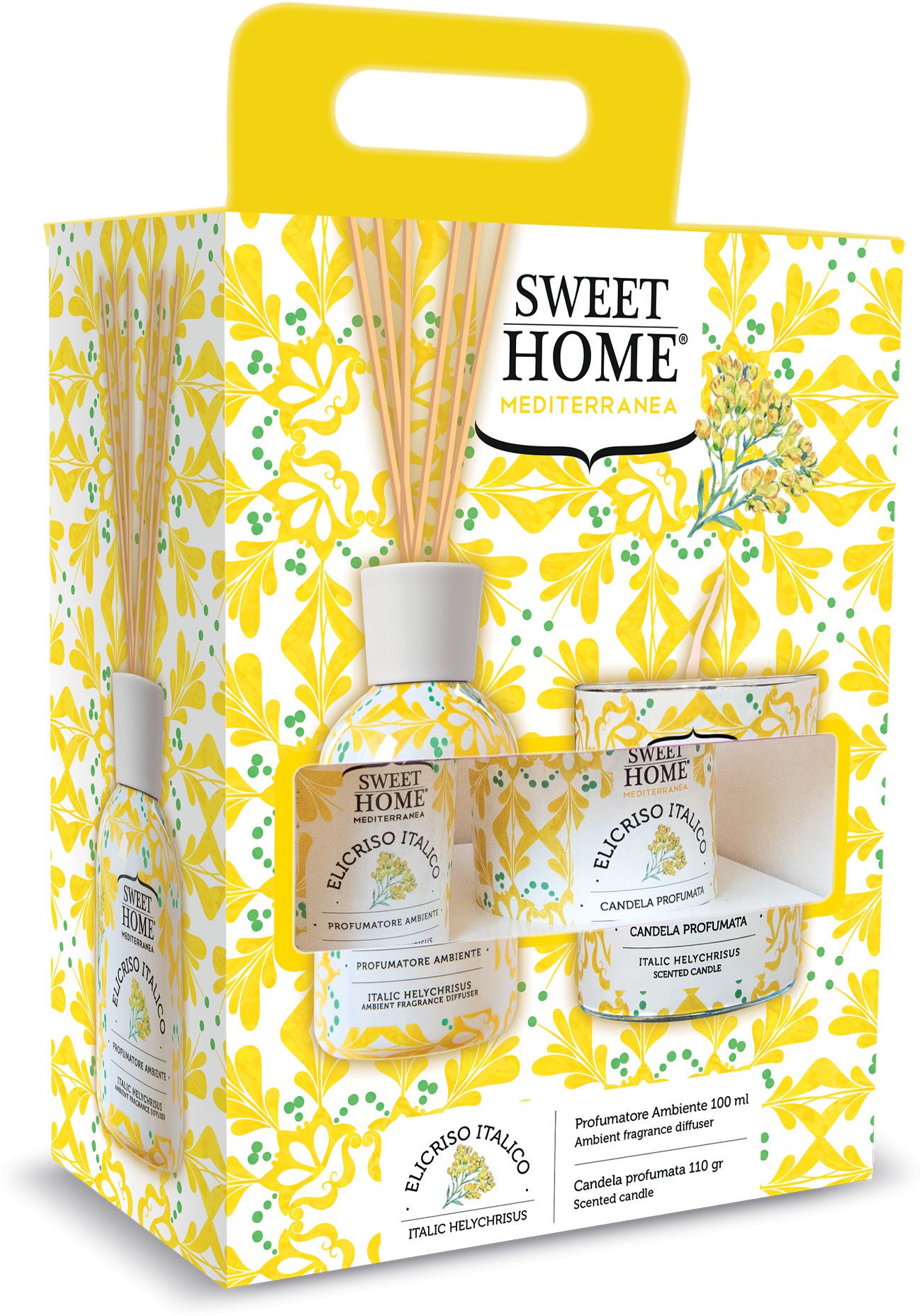 Sweet Home Collection Darčeková sada aróma difuzéra so sviečkou Italic Helicrysus