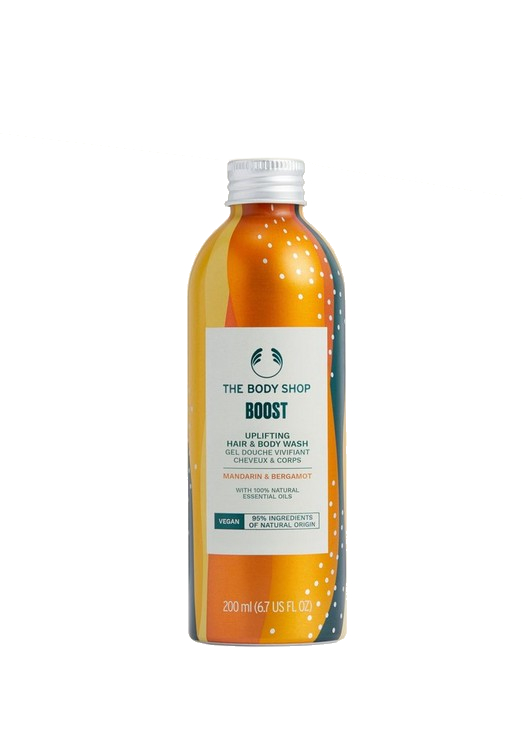 The Body Shop Sprchový gel na tělo a vlasy Boost Uplifting Mandarin & Bergamot (Hair & Body Wash) 200 ml