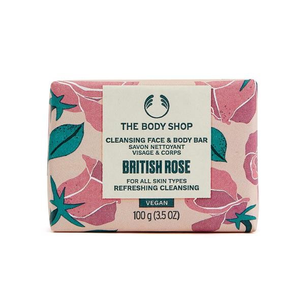 Levně The Body Shop Tuhé mýdlo na obličej a tělo British Rose (Cleansing Face & Body Bar) 100 g