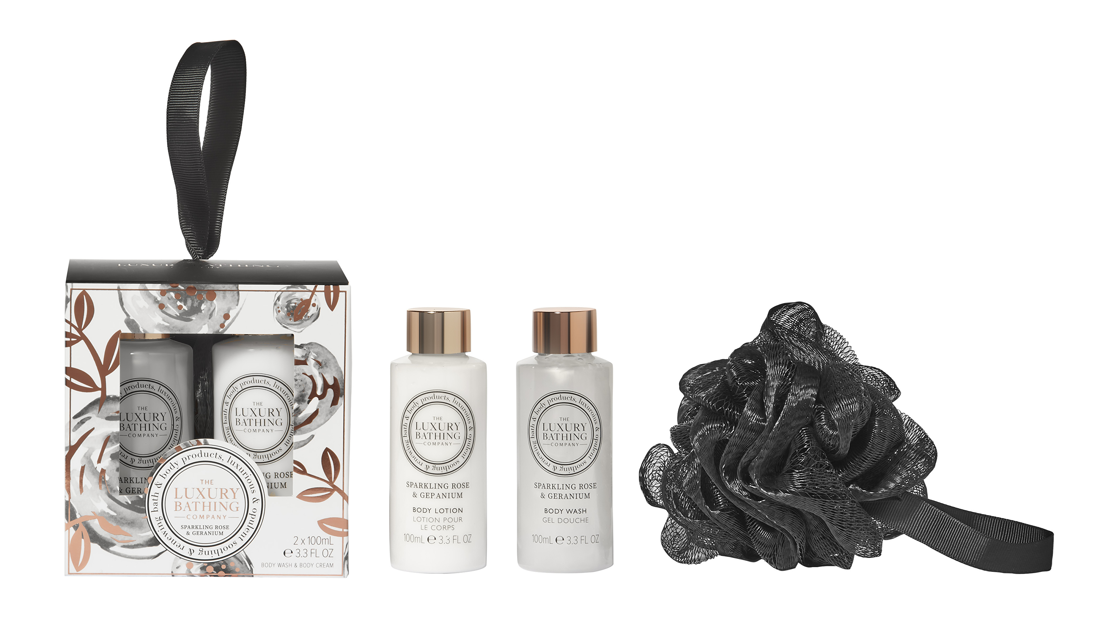 The Luxury Bathing Company Dárková mini sada péče o tělo Růže & Geránium 3 ks