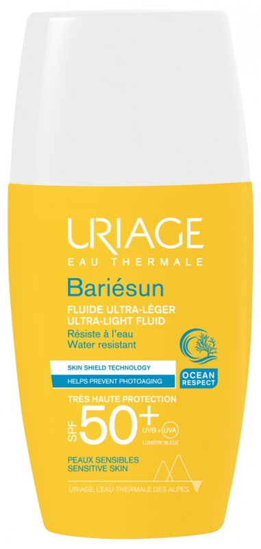 Uriage Bariésun Ultra-Light Fluid SPF50+ 30 ml opaľovací prípravok na tvár unisex na citlivú a podráždenú pleť