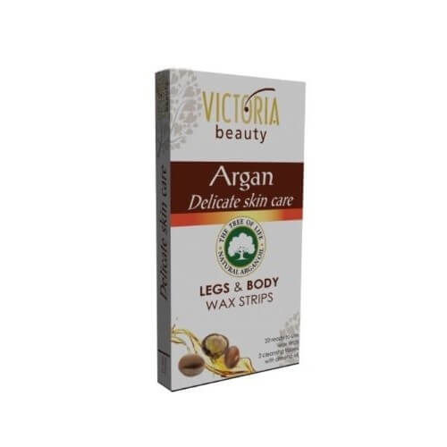 Victoria Beauty Depilačné voskové pásiky s arganovým olejom na nohy a telo (Legs & Body Wax Strips) 20 ks