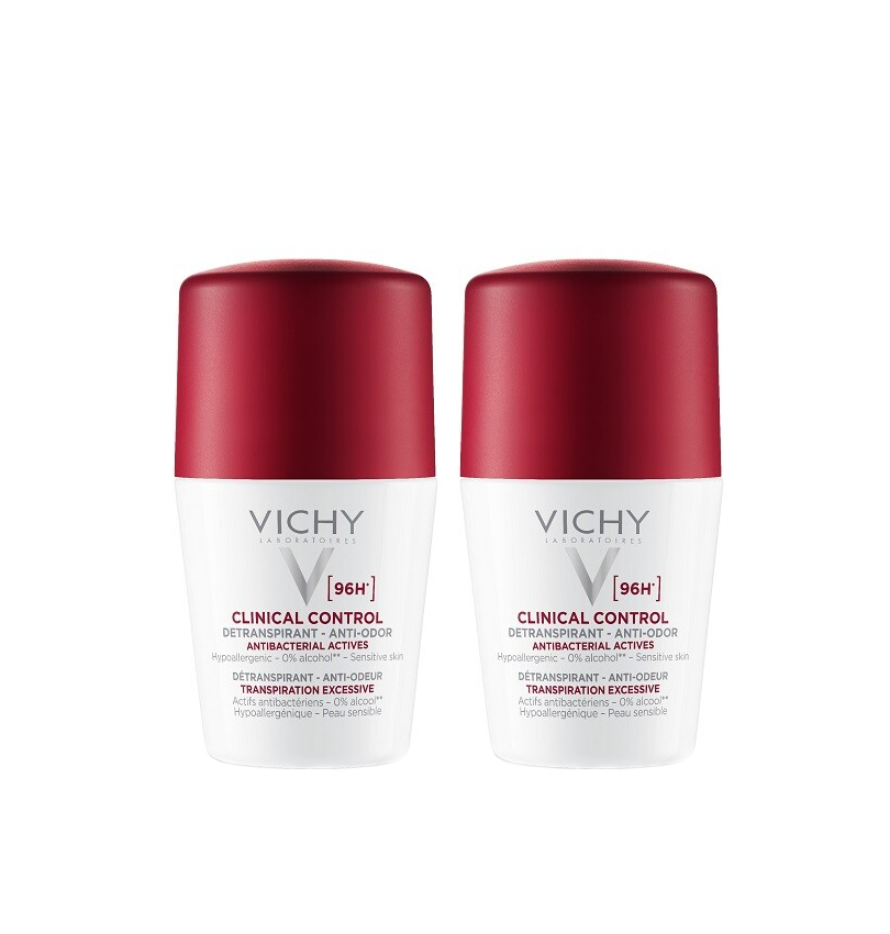 Vichy Súprava guličkových detranspirantov proti zápachu Clinical Control 96h (Detranspirant) 2 x 50 ml
