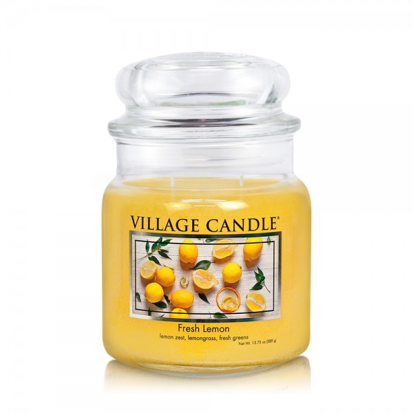 Village Candle Vonná sviečka v skle Svieži citrón (Fresh Lemon) 389 g
