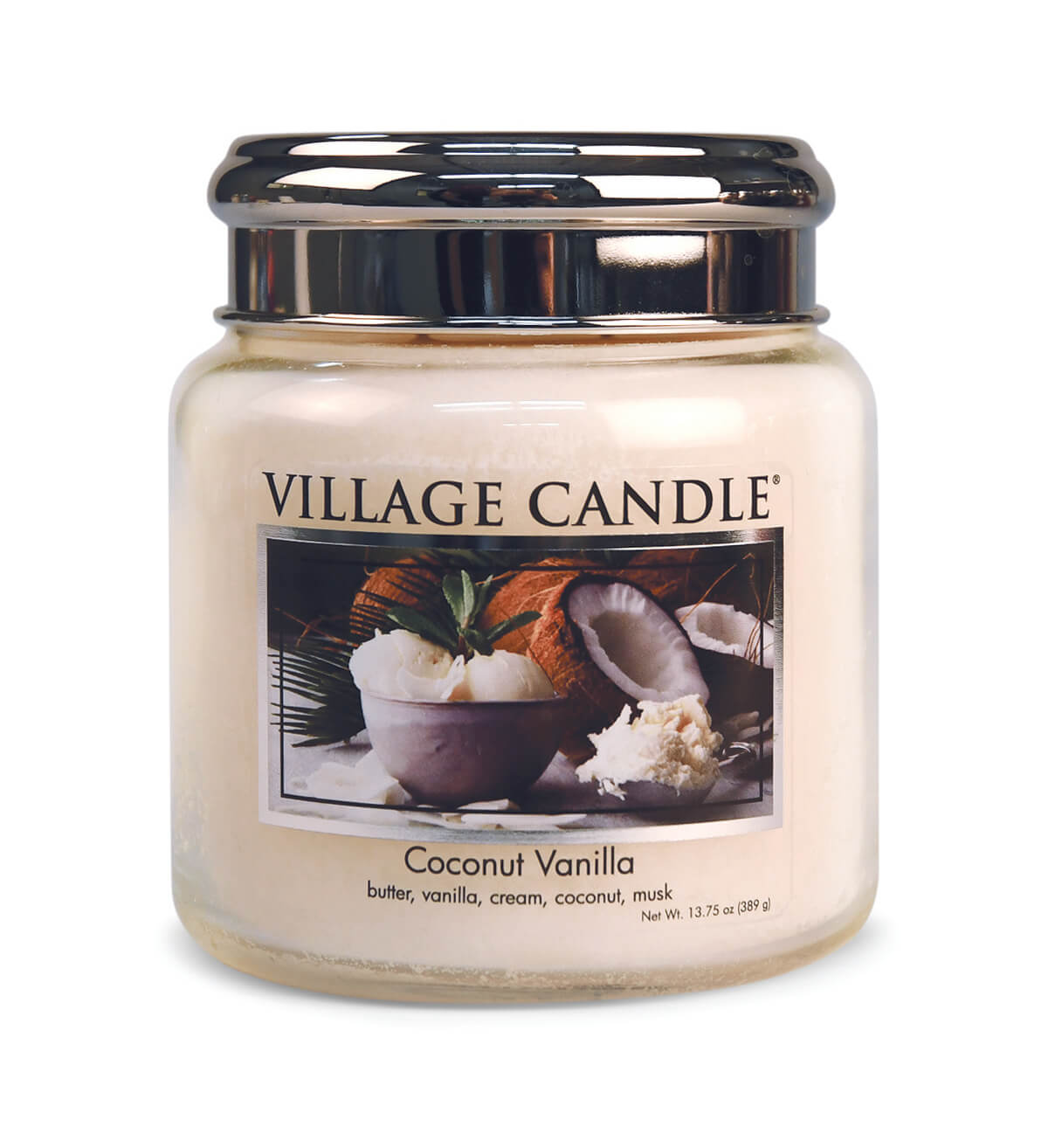 Značka VILLAGE CANDLE - Village Candle Vonná svíčka ve skle se dvěma knoty Coconut Vanilla 389 g