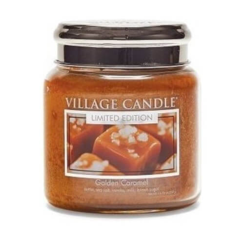 Village Candle Vonná svíčka ve skle se dvěma knoty Golden Caramel 390 g