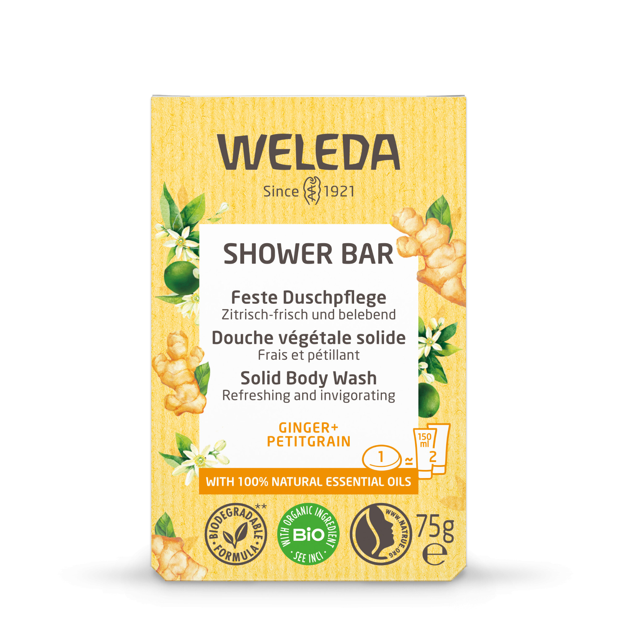 Zobrazit detail výrobku Weleda Citrusové osvěžující mýdlo Ginger + Petitgrain (Shower Bar) 75 g