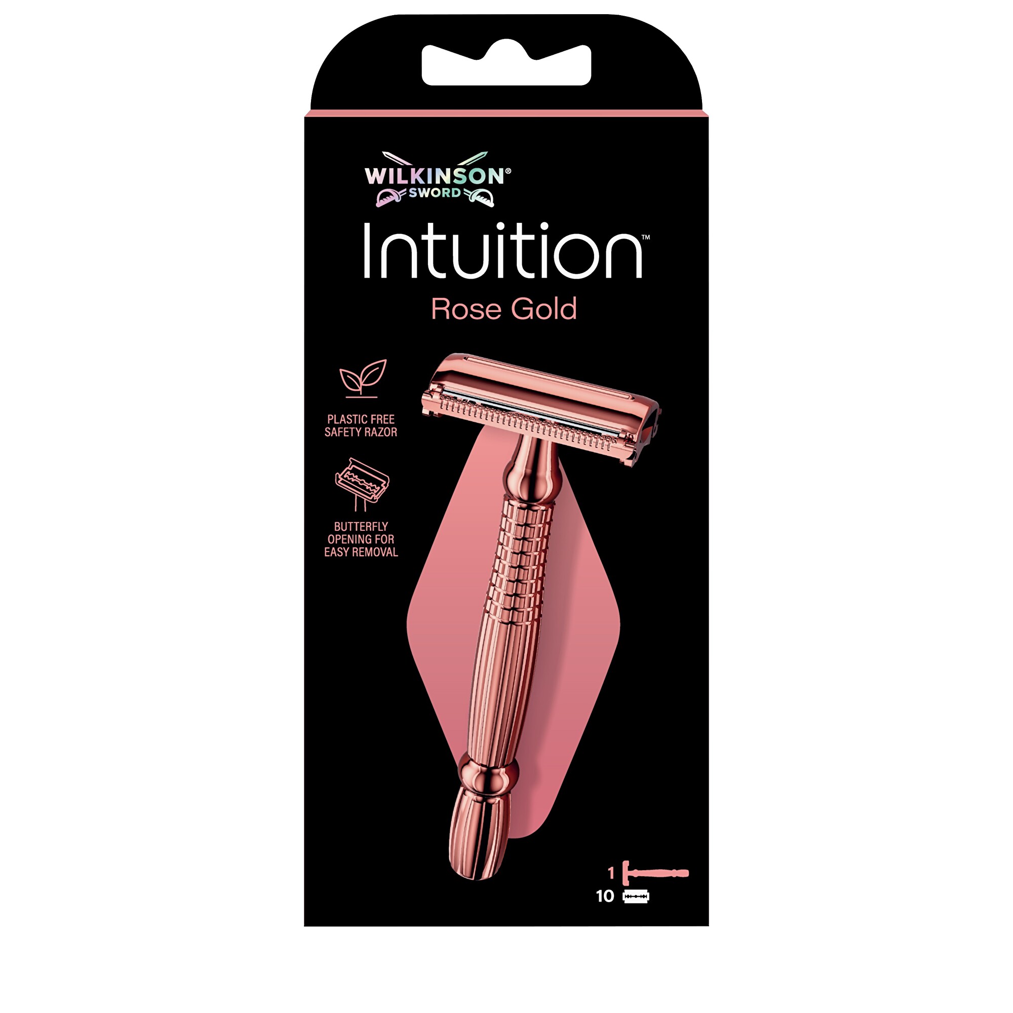 Wilkinson Sword Dámský kovový holicí strojek Intuition Double Edge Rose Gold (Razor) + 10 žiletek