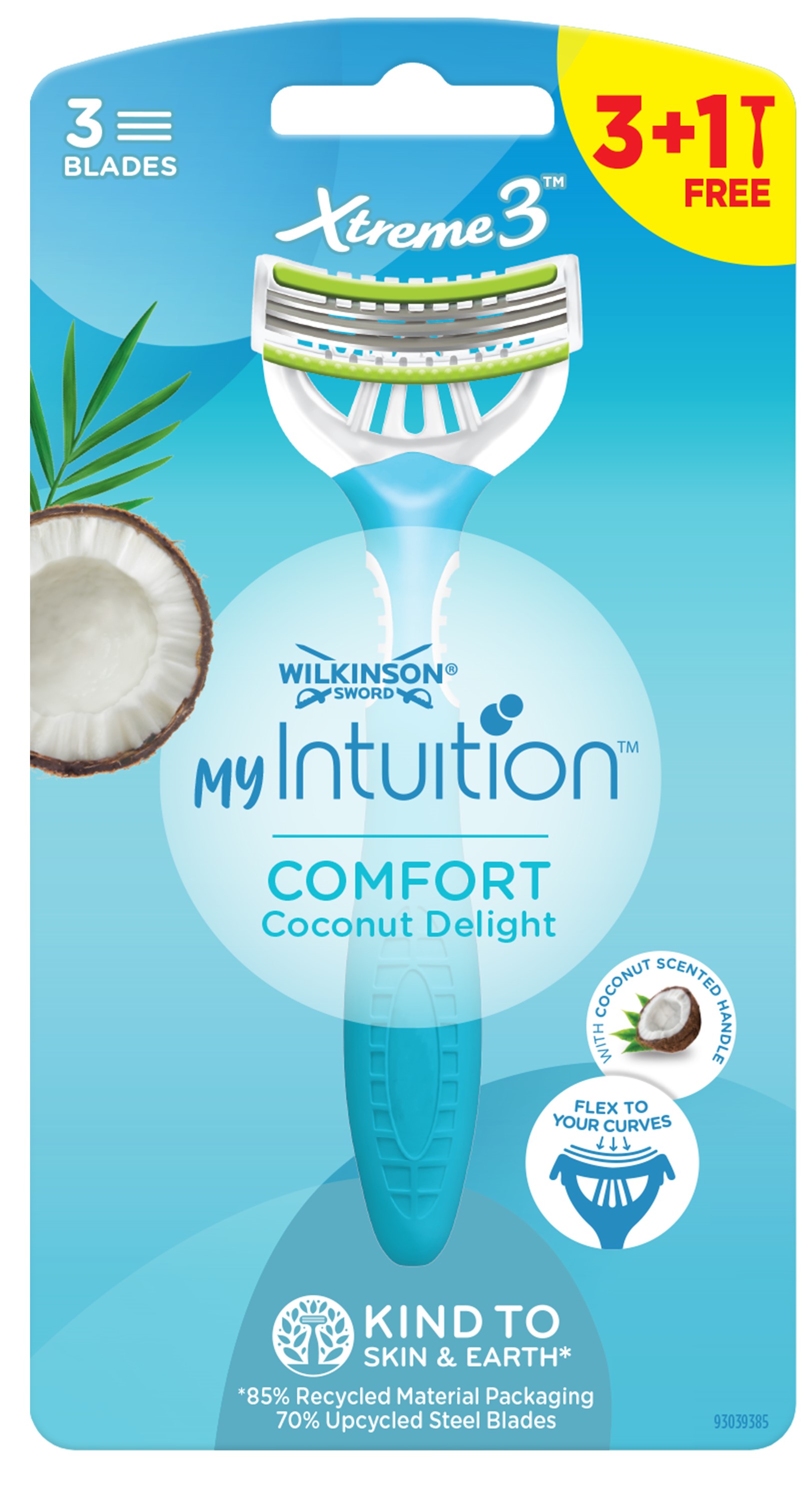 Wilkinson Sword Jednorázový holicí strojek pro ženy My Intuition Comfort Coconut Delight 3 + 1 ks