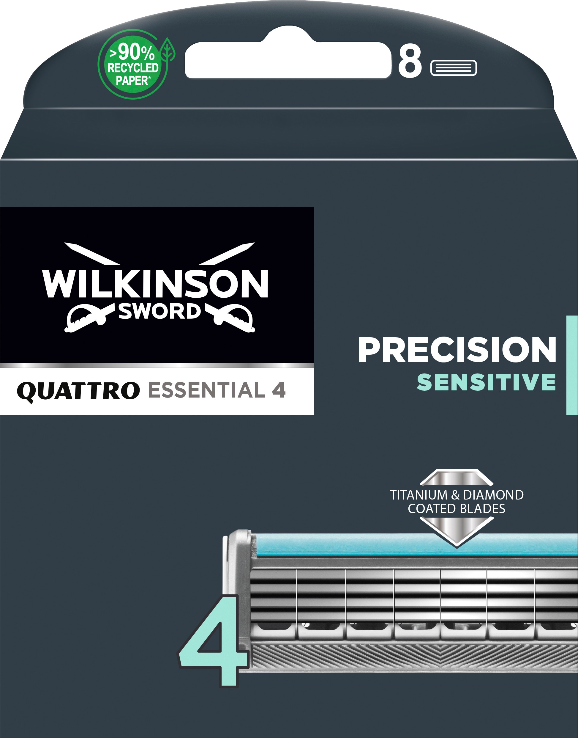Wilkinson Sword Náhradní hlavice Quattro Essential Precision Sensitive 8 ks