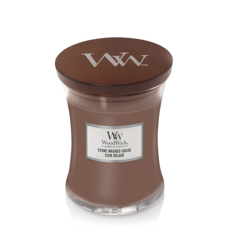 Zobrazit detail výrobku WoodWick Vonná svíčka váza střední Stone Washed Suede 275 g