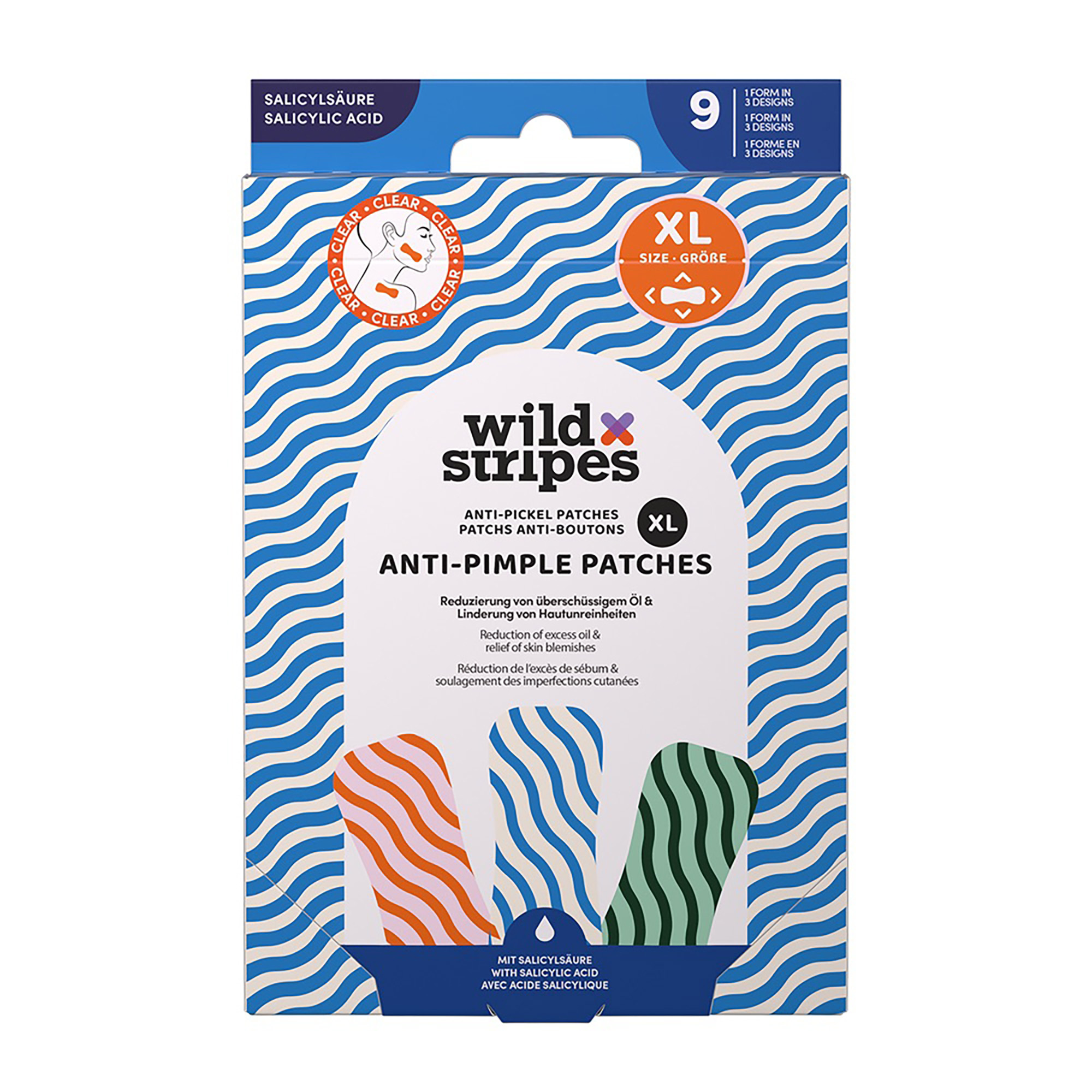 Wild Stripes Hydrokoloidní náplasti na akné Clear Anti-Pimple Patches XL