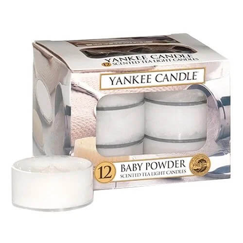 Yankee Candle Aromatické čajové sviečky Baby Powder 12 x 9,8 g
