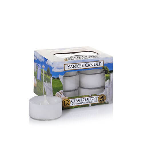 Yankee Candle Aromatické čajové sviečky Clean Cotton 12 x 9,8 g
