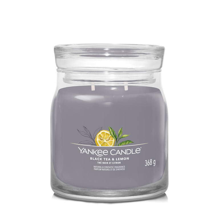 Yankee Candle Aromatická svíčka Signature sklo střední Black Tea & Lemon 368 g