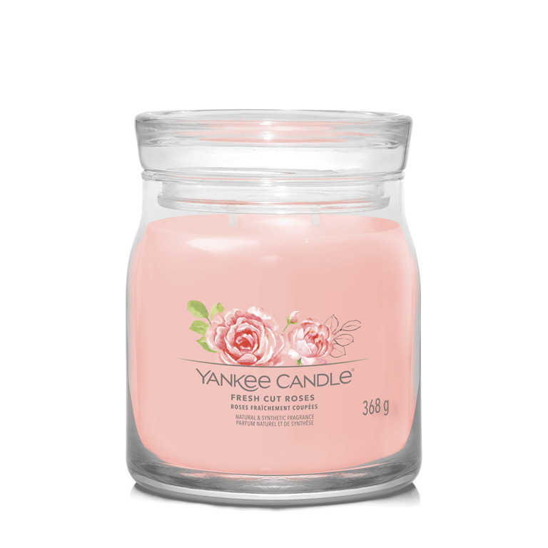 Levně Yankee Candle Aromatická svíčka Signature sklo střední Fresh Cut Roses 368 g