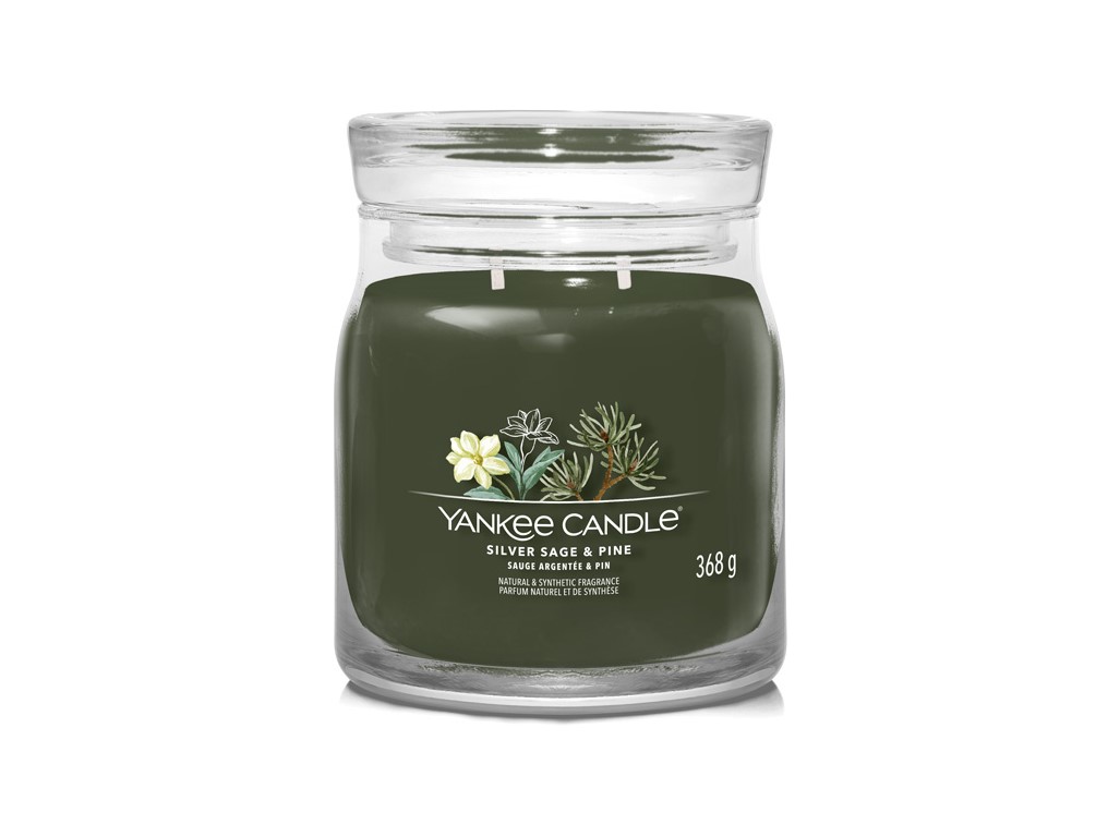 Levně Yankee Candle Aromatická svíčka Signature sklo střední Silver Sage & Pine 368 g