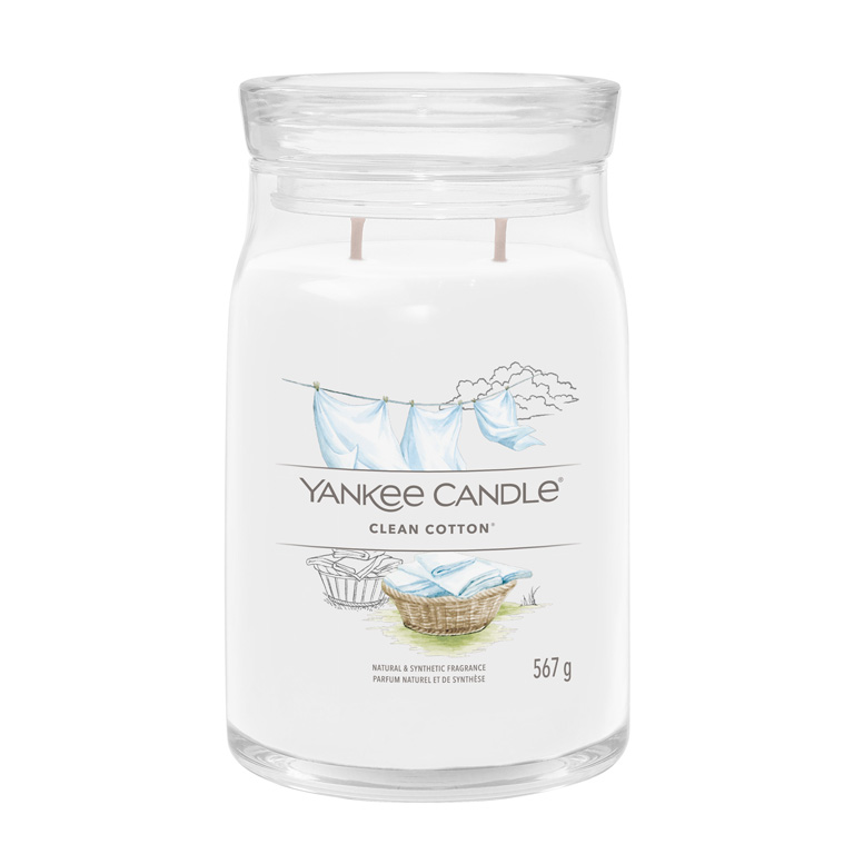 Yankee Candle Aromatická svíčka Signature sklo velké Clean Cotton 567 g