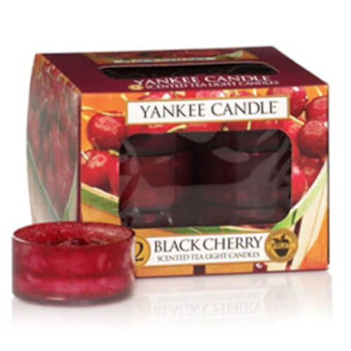 Yankee Candle Aromatické čajové sviečky Black Cherry 12 x 9,8 g