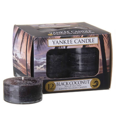 Yankee Candle Aromatické čajové svíčky Black Coconut 12 x 9,8 g