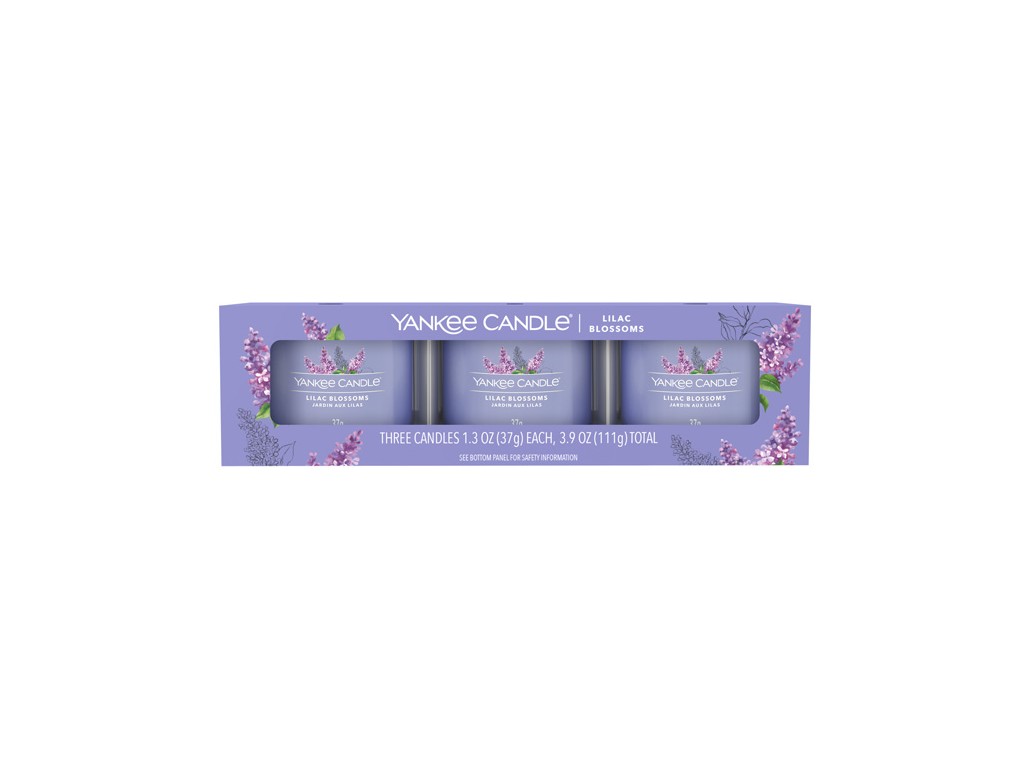 Yankee Candle Sada votivních svíček ve skle Lilac Blossoms 3 x 37 g