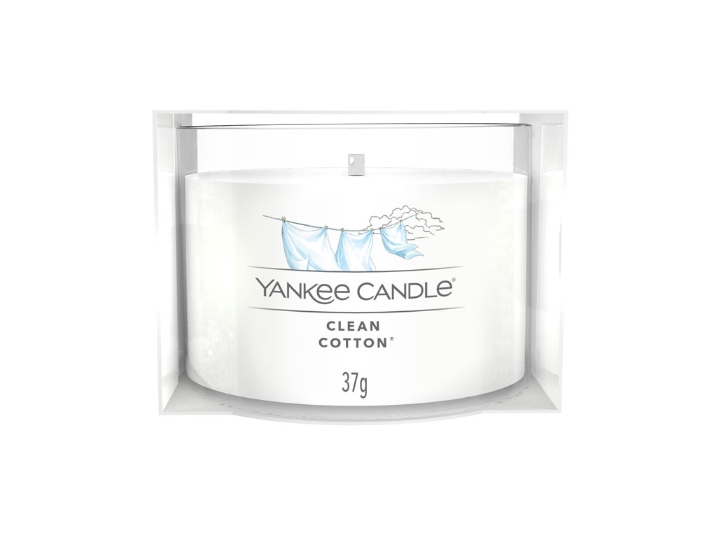 Yankee Candle Votivní svíčka ve skle Clean Cotton 37 g