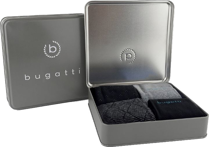 Bugatti 4 PACK - pánske ponožky 6359X-610 black 39-42