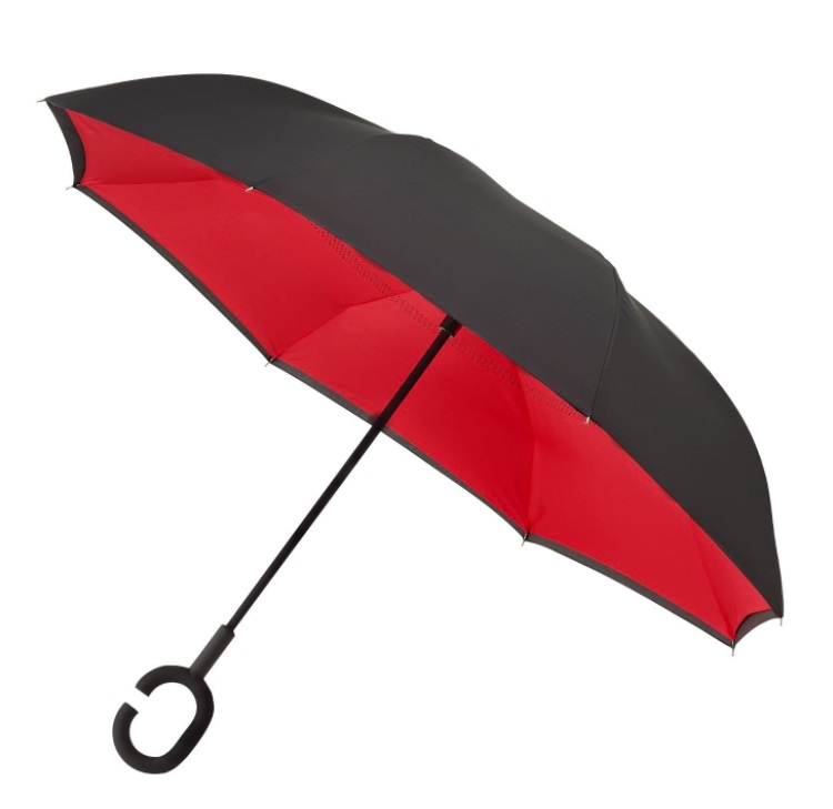 Levně Blooming Brollies Dámský holový deštník Inside out Plain Red Umbrella EDIORED