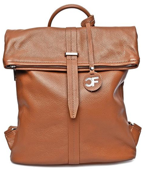 Levně Carla Ferreri Dámský kožený batoh CF1884 Cognac