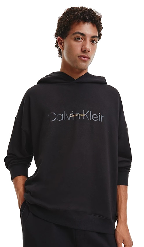 Calvin Klein EMB ICON HOL LOUNGE-L/S HOODIE Férfi pulóver, fekete, méret S