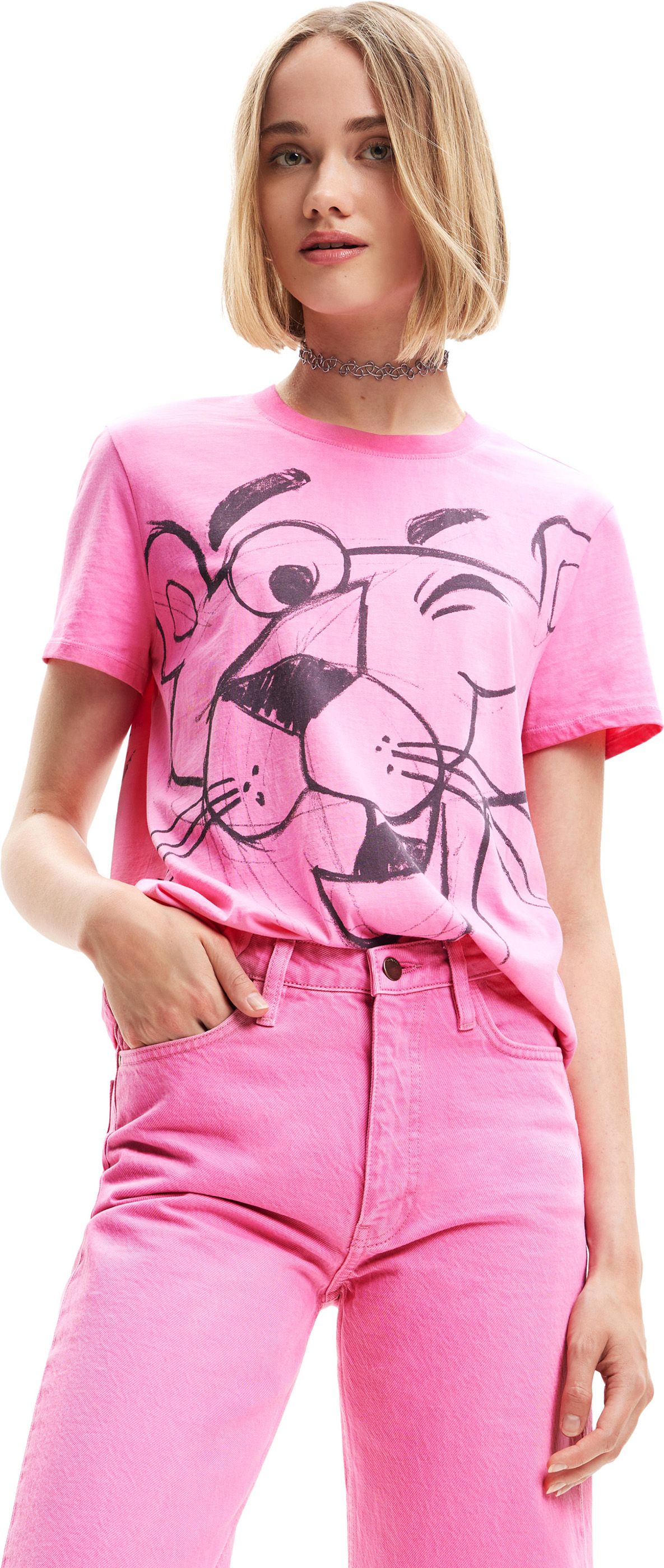 Desigual Dámske tričko Ts Pink Panther Regular Fit 23SWTK813056 M
