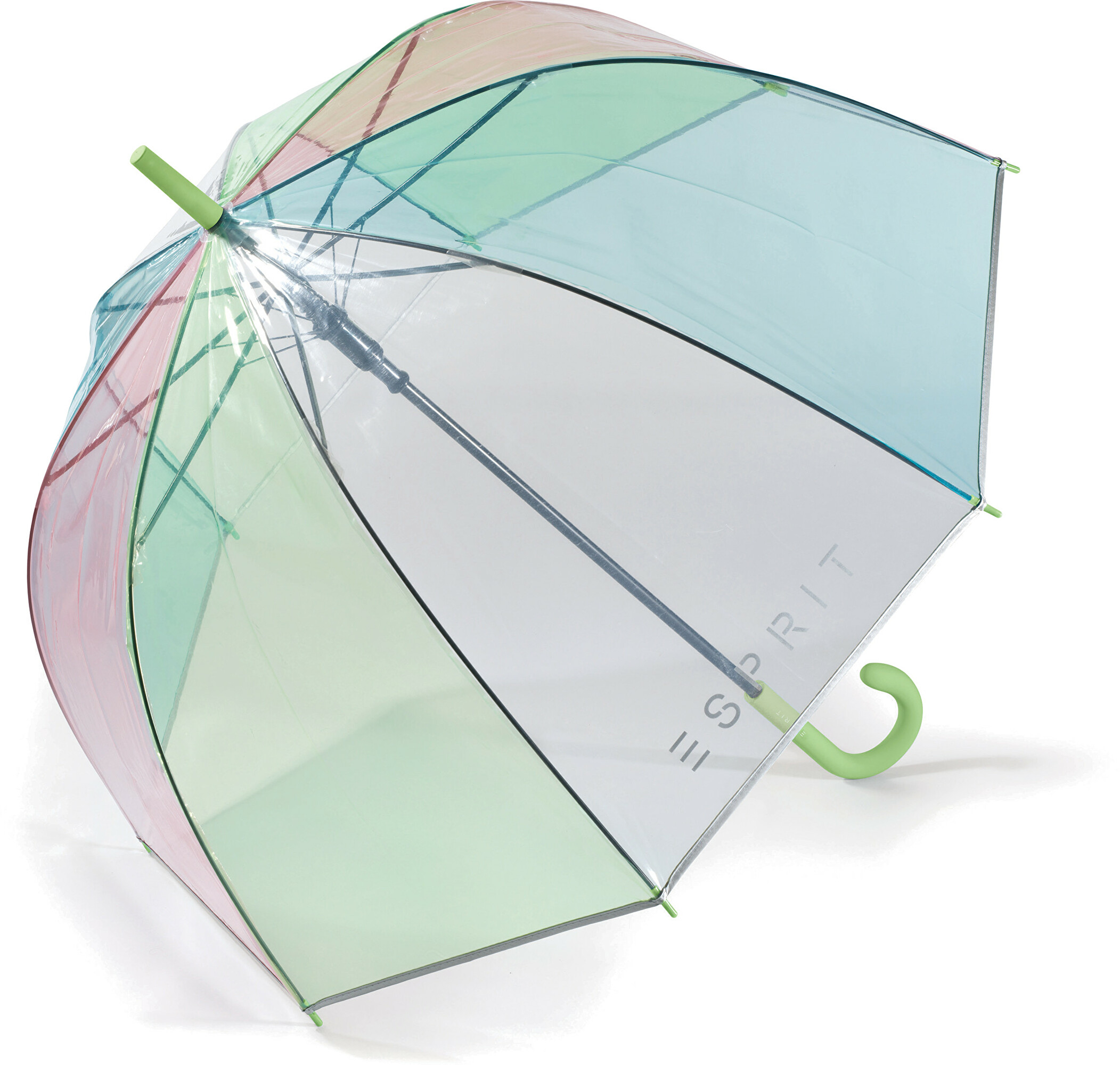 Esprit Deštník Transparent Long AC Domeshape Rainbow 53161 green