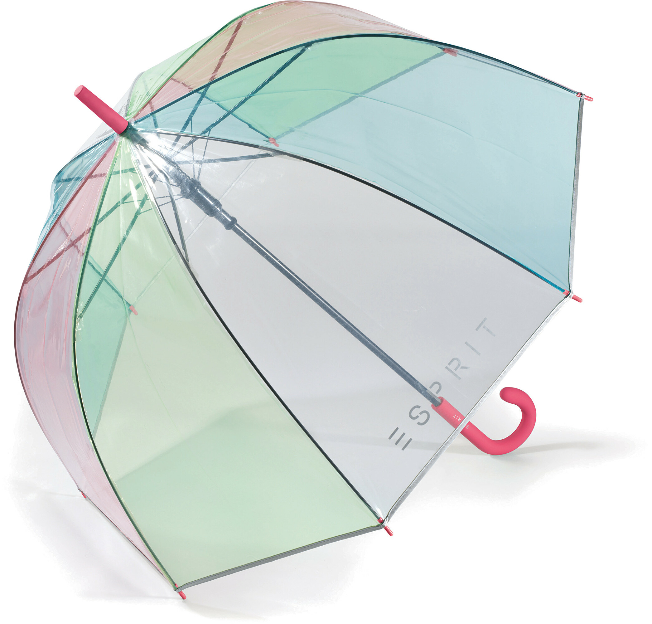 Esprit Deštník Transparent Long AC Domeshape Rainbow 53161 pink
