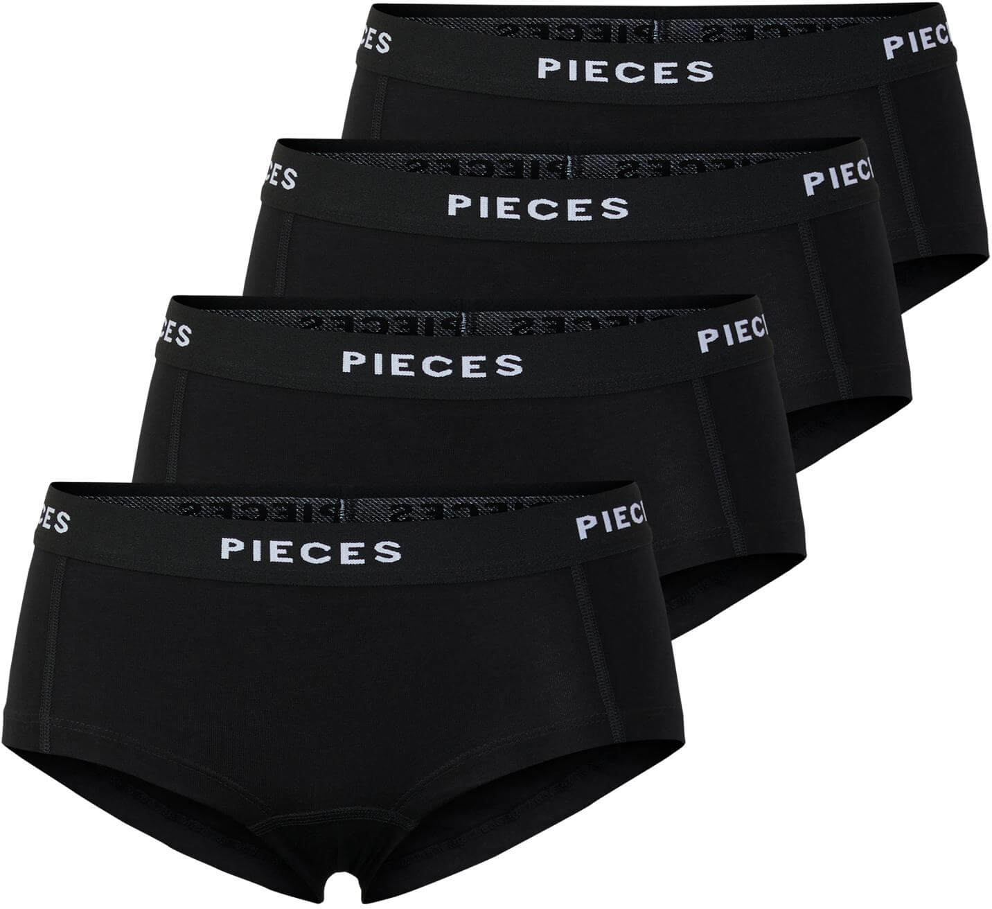 Pieces 4 PACK - dámské kalhotky Boxer PCLOGO 17106857 Black M