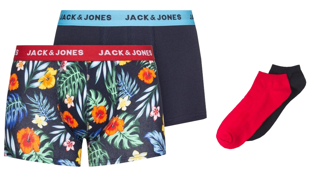 Jack&Jones 2 PACK - férfi boxeralsó és zokni szett JACFLOWER 12214270 Navy Blazer L