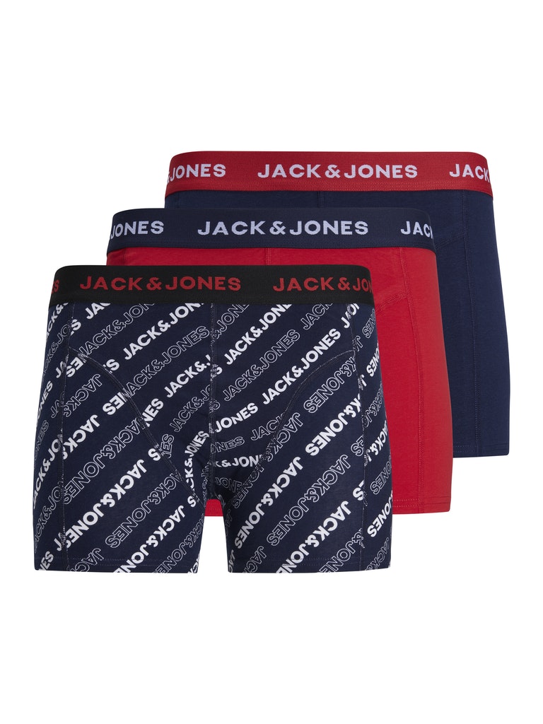 Jack&Jones 3 PACK - férfi boxeralsó JACBRAND 12211163 Navy Blazer True Red - Navy Blazer S